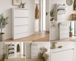 Zapatero 4 puertas metal color blanco - Imagen 6